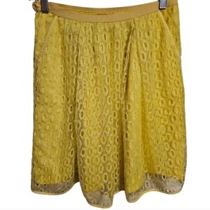 Maeve Anthropologie Yellow Summer Lace Skirt Size 2